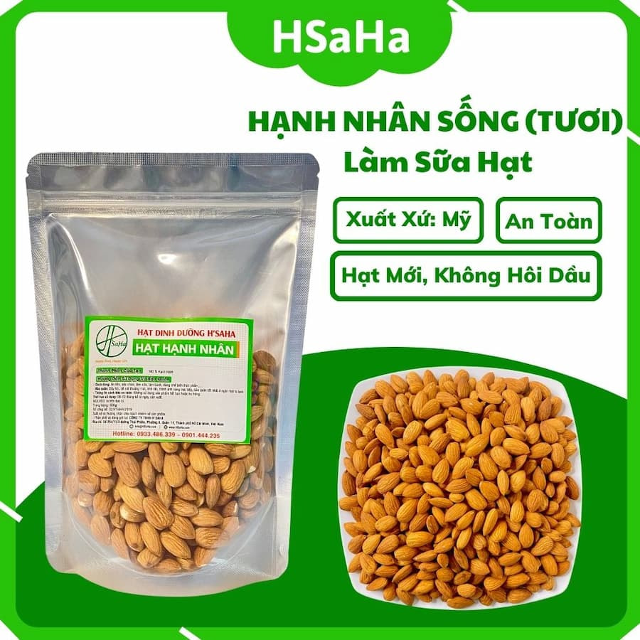 Hạnh nhân sống tách vỏ nhập khẩu Mỹ HSaHa Hạnh nhân sống tách vỏ nhập khẩu Mỹ HSaHa